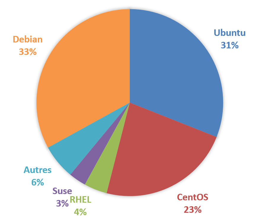 Un diagramme montrant la répartition par distribution linux