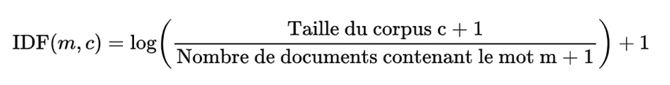 Une équation pour présenter l'approche Inverse Document Frequency
